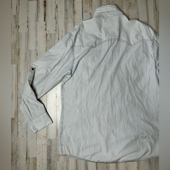 Buckle BKE Shirt Mens XXL White Black Stripe Long Sleeve Athletic Fit - Picture 13 of 13